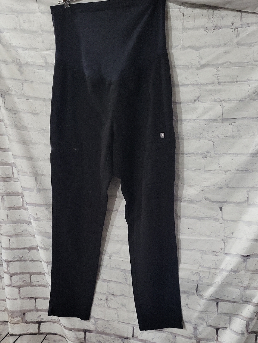 Figs Black High-Rise Maternity Leggings with Support Panel